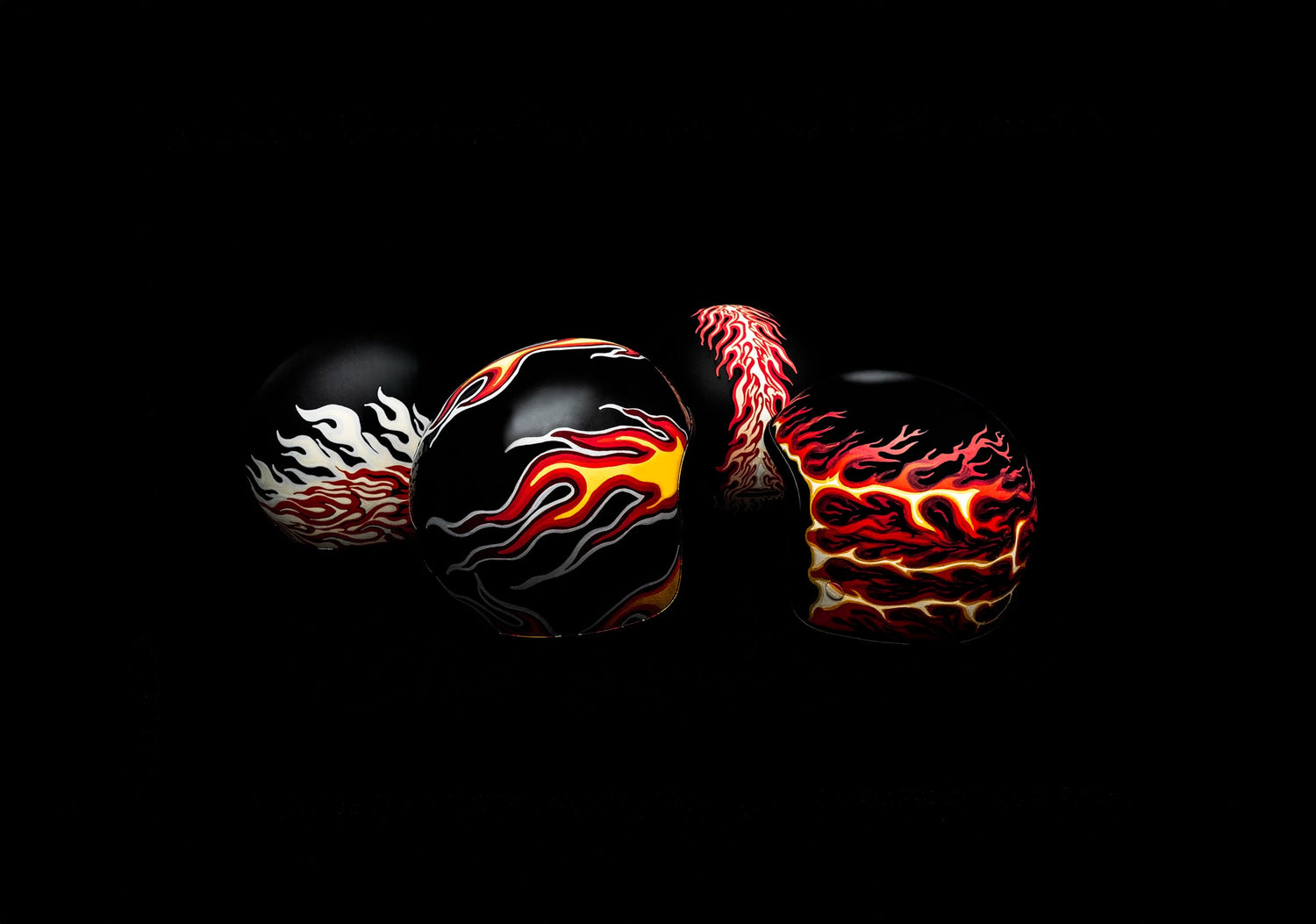 Custom Hand-Painted Flame Helmets